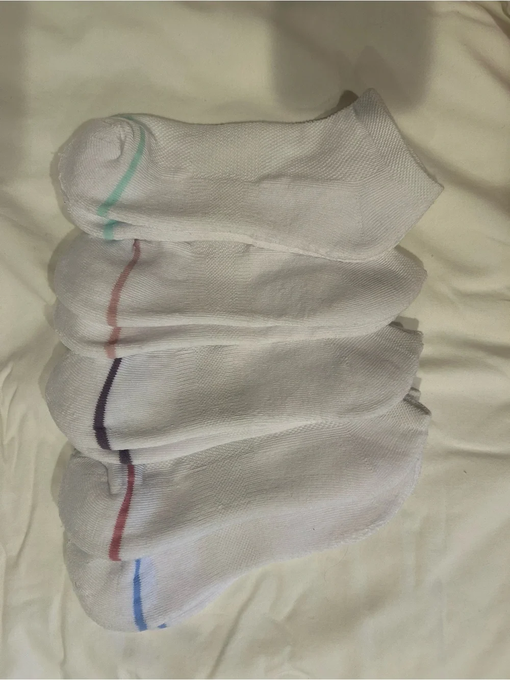 White Low-Cut Women’s Socks with Colored Accents